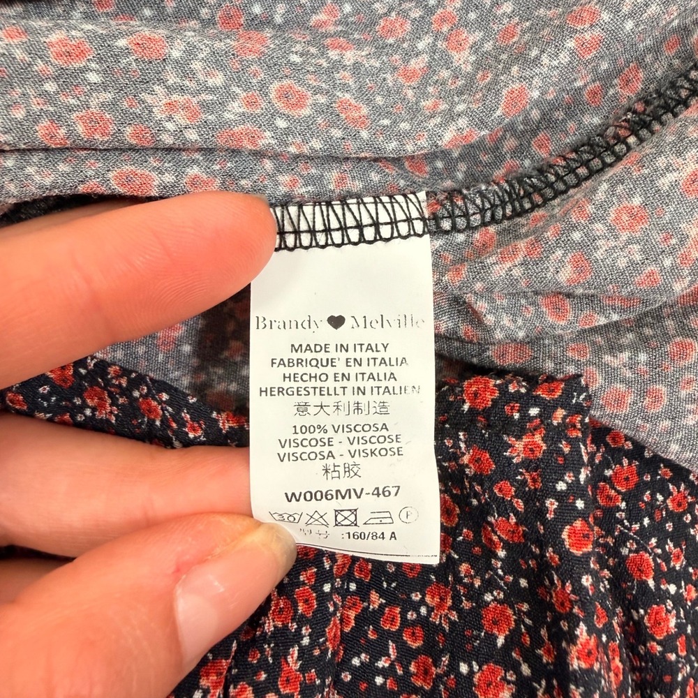 Brandy Melville Red Floral Milkmaid Mini Dress Short Sleeve Back Tie Italy Med. - Picture 6 of 9